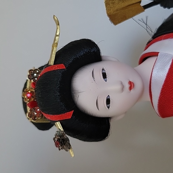 12 inch Japanese Geisha Figurine, Handmade Kimono - Picture 2 of 4